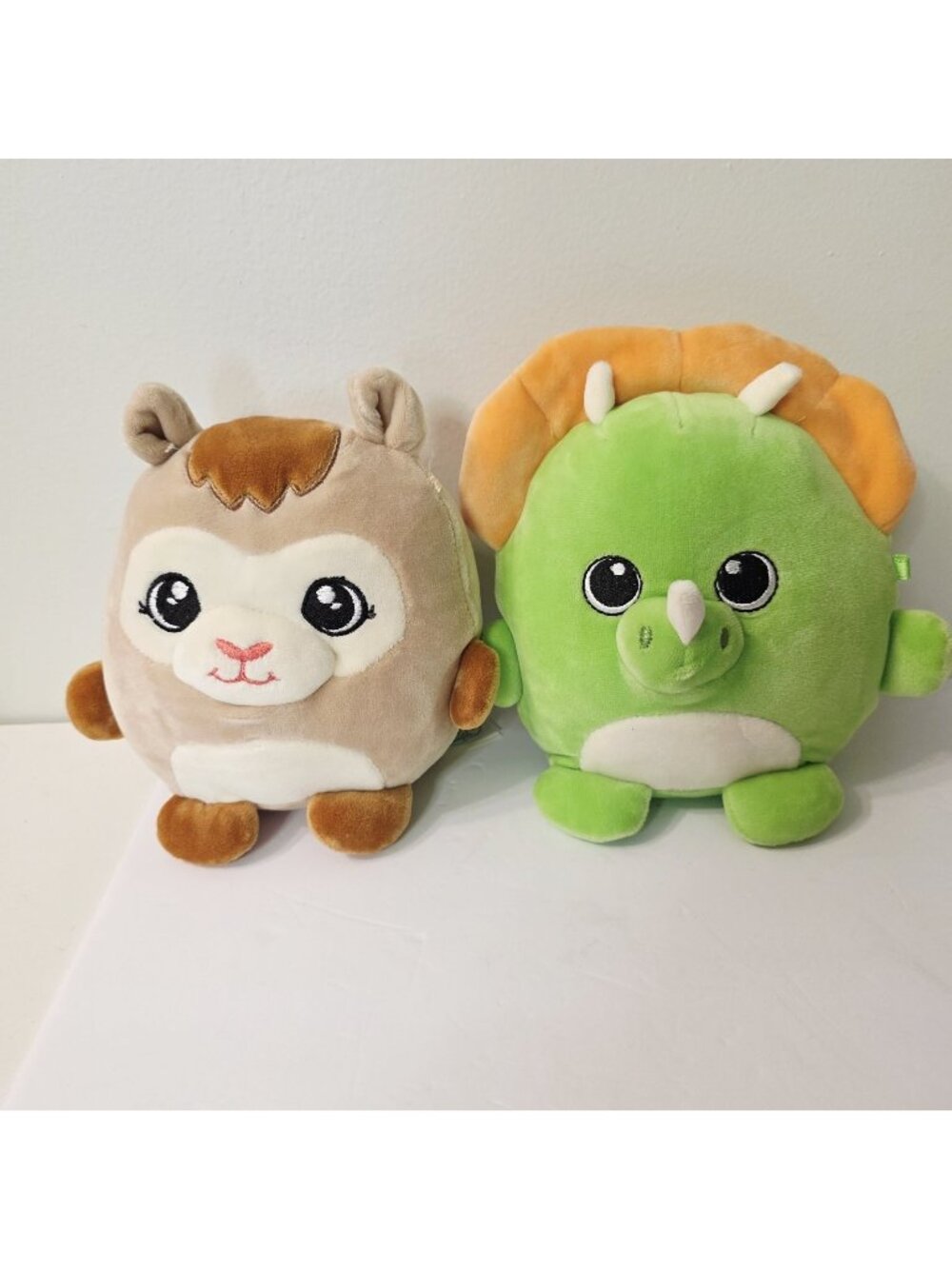 2 Mini Sprak Create Imagine Green Dinosaur Brown Llama Soft Plush Stuffed Toys